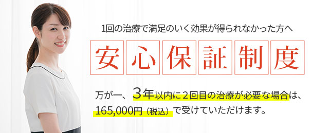 1回の治療で満足のいく効果が得られなかった方へ 安心保証制度